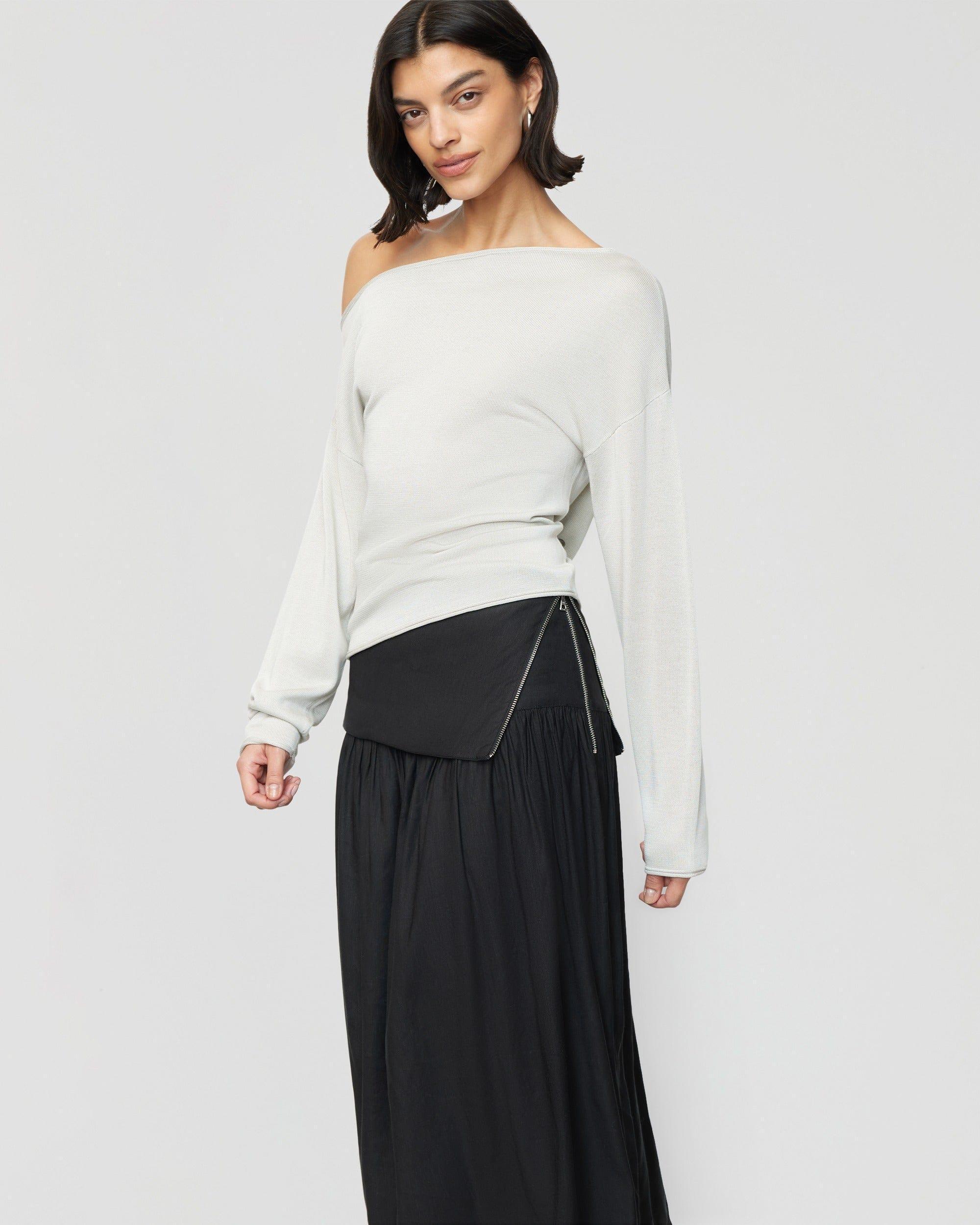 Mako Linen Foldover Zip-Waist Skirt Product Image