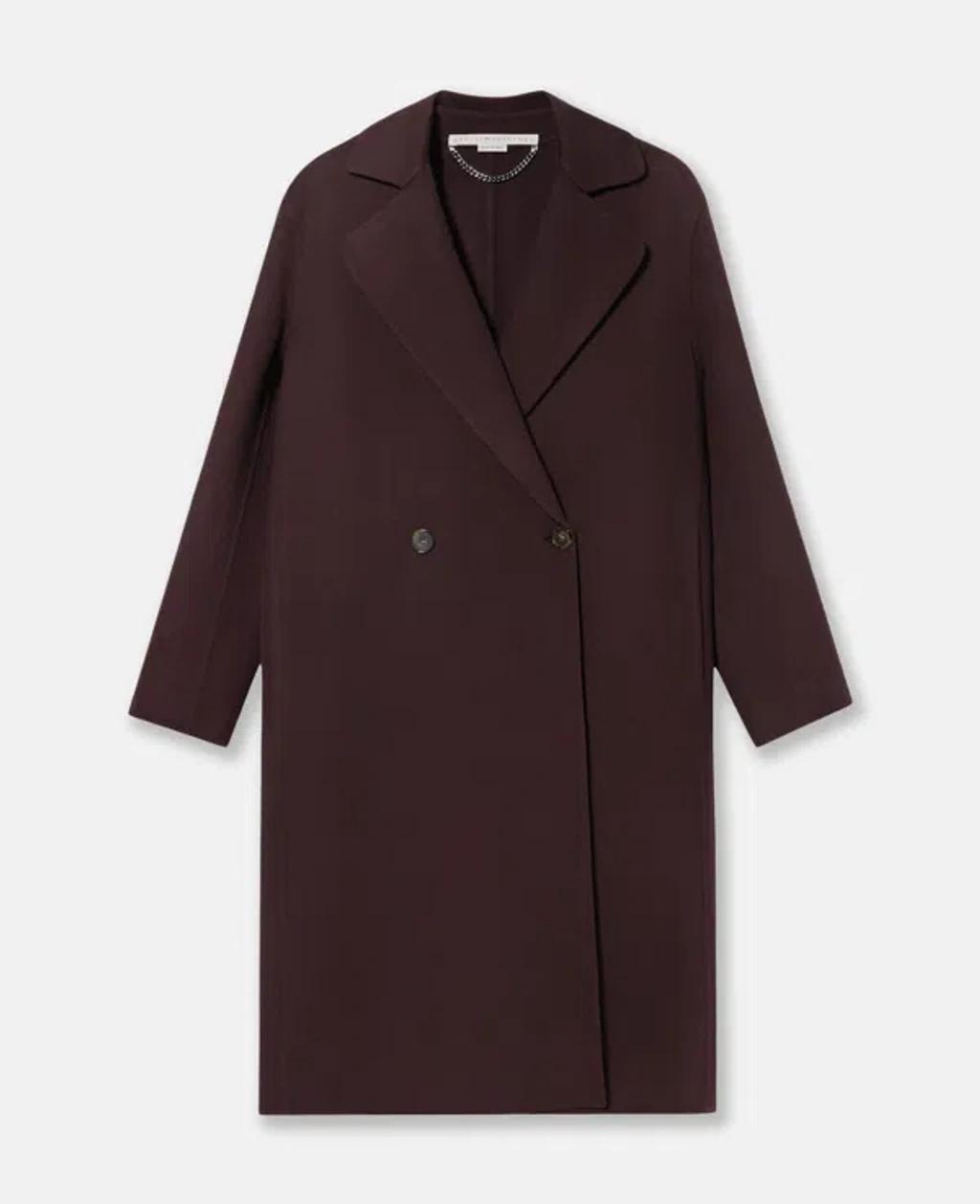 Double Breasted Longline Coat In Chocolate Brown product image