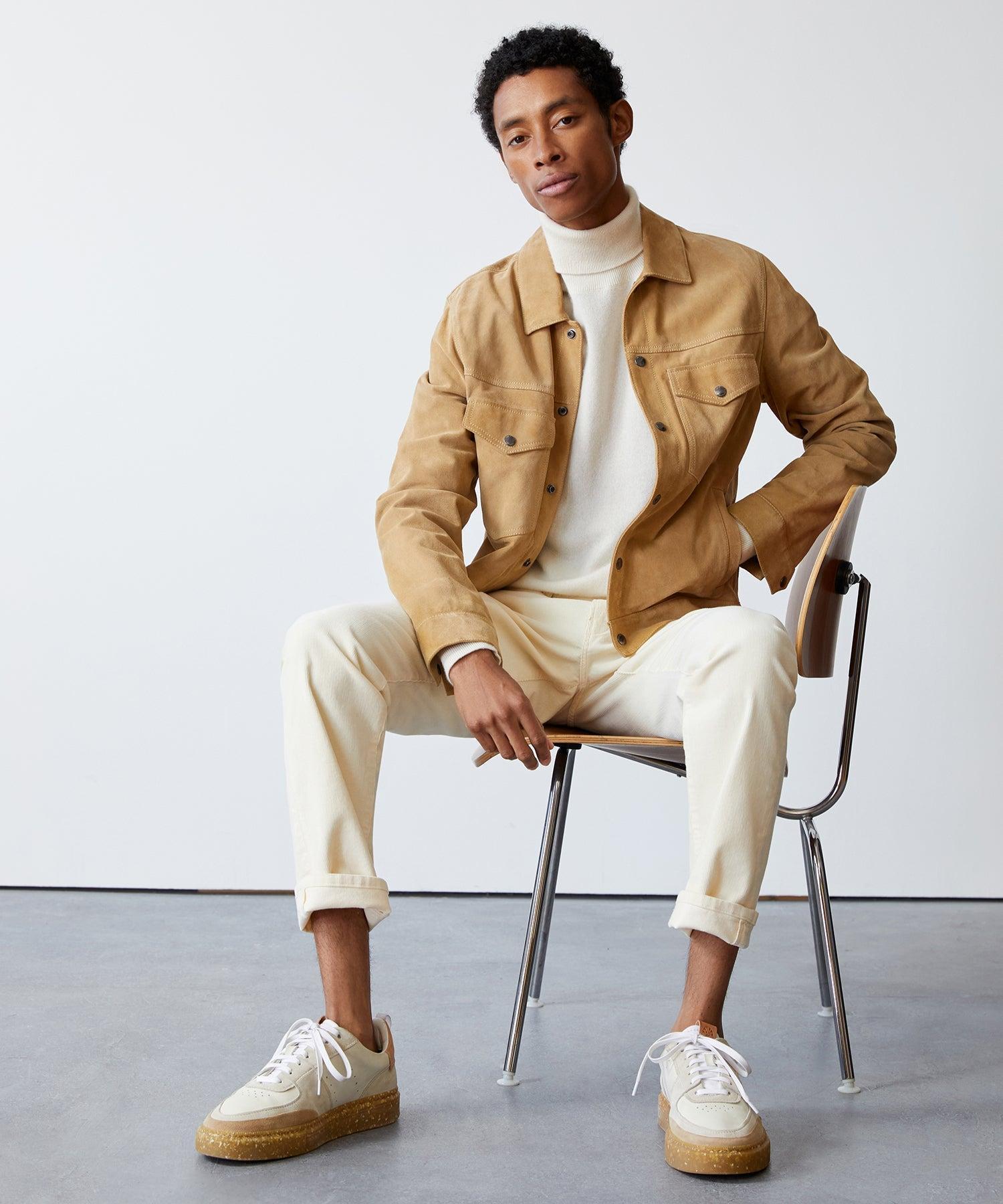 Italian Suede Snap Dylan Jacket in Cappuccino Product Image