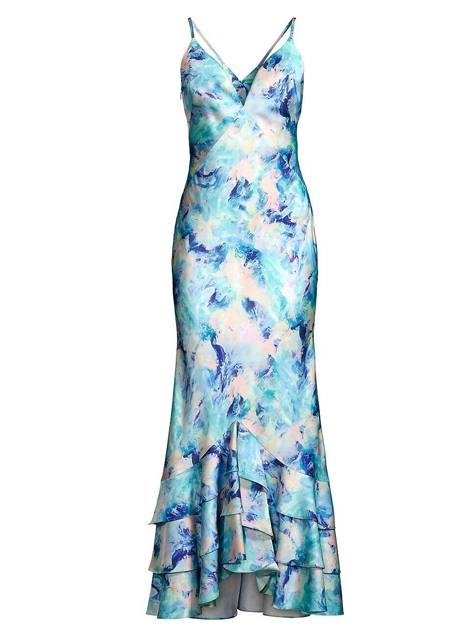 Womens Abstract Satin Mermaid Gown Product Image