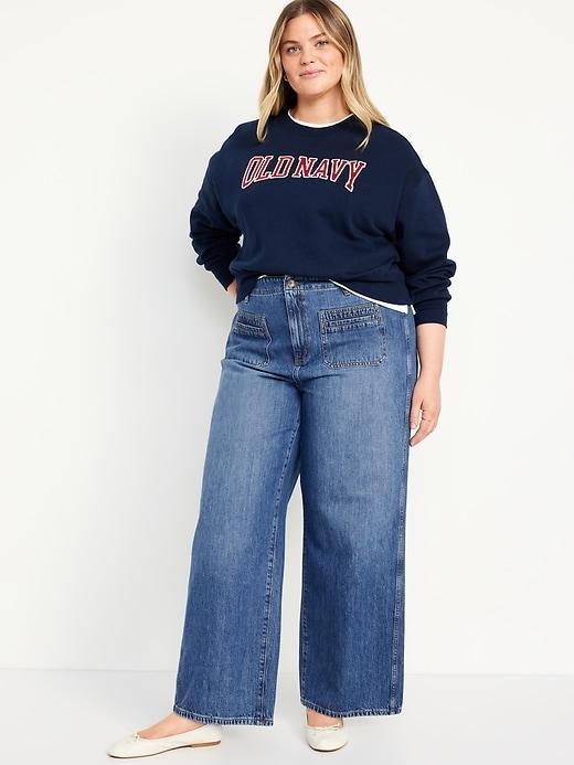 High-Waisted Baggy Wide-Leg Trouser Jeans Product Image