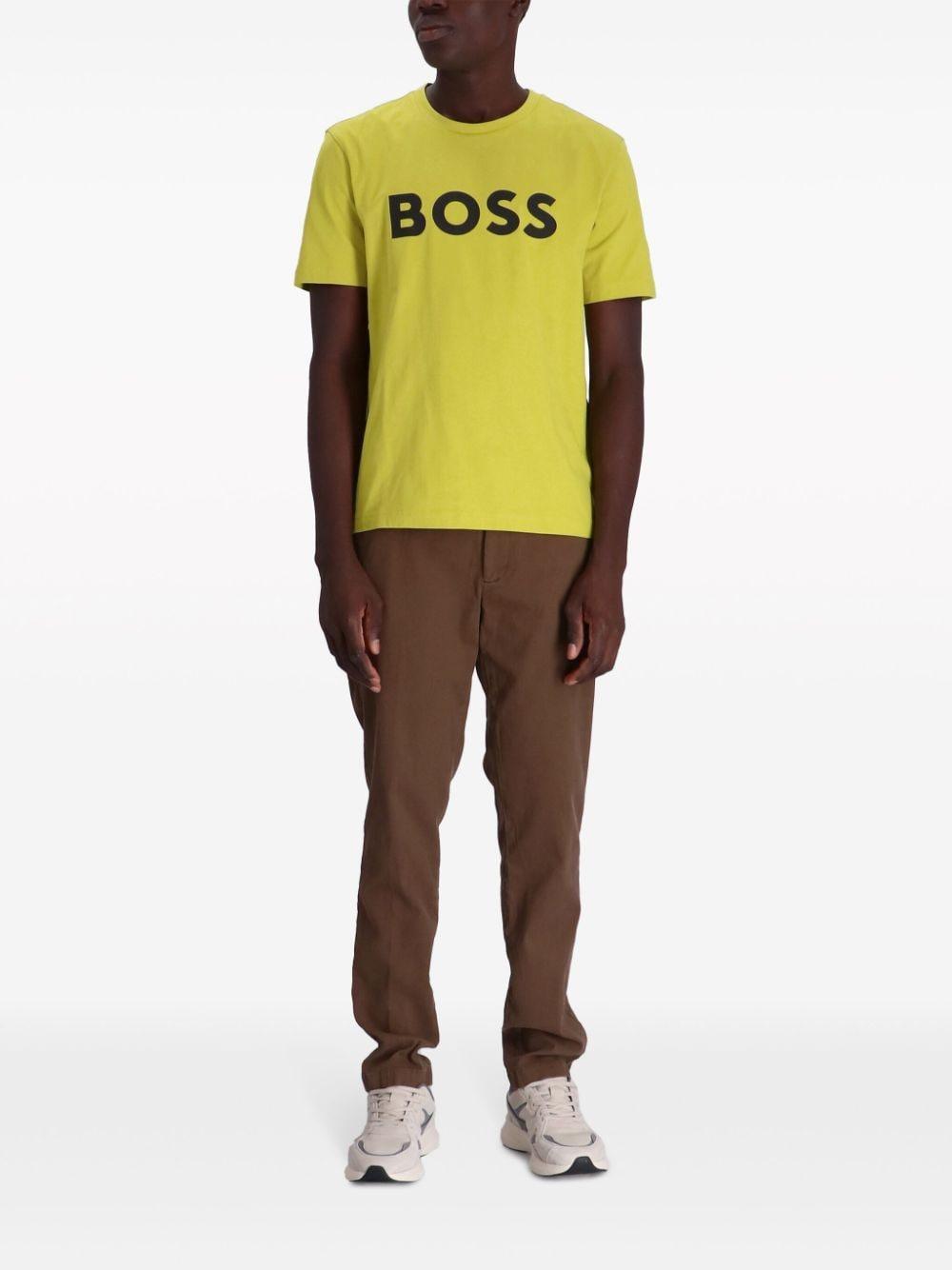 Logo-print Cotton T-shirt In Yellow Product Image