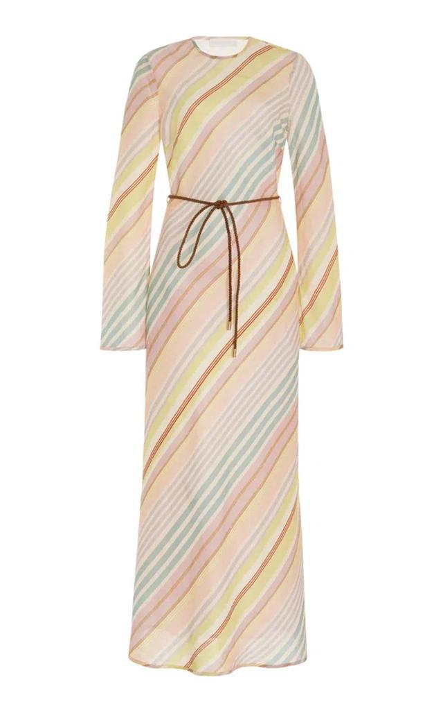 ZIMMERMANN Halliday Floral-cotton Bias-cut Maxi Dress In Multi Stripe Product Image