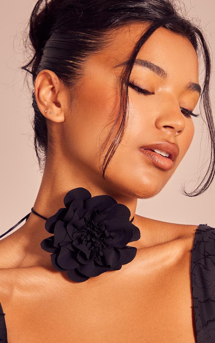 Black Chiffon Corsage Tie Choker Product Image