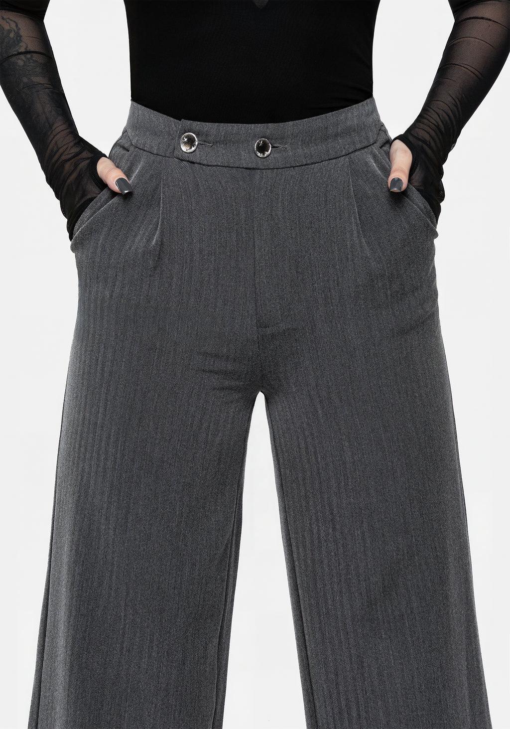 Moonage Herringbone Tailored Trousers - Grey Product Image