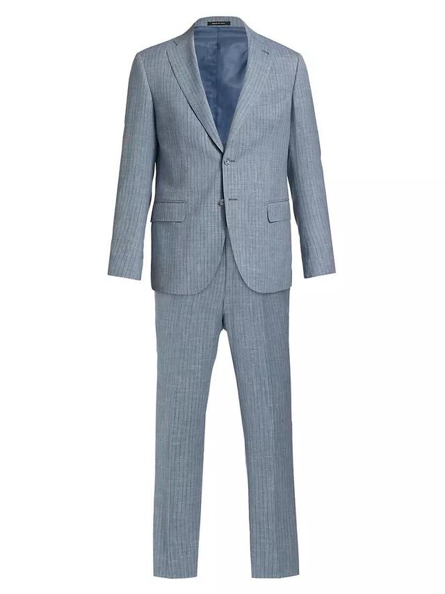 Slim-Fit Pinstriped Chambray Wool-Blend Suit Product Image