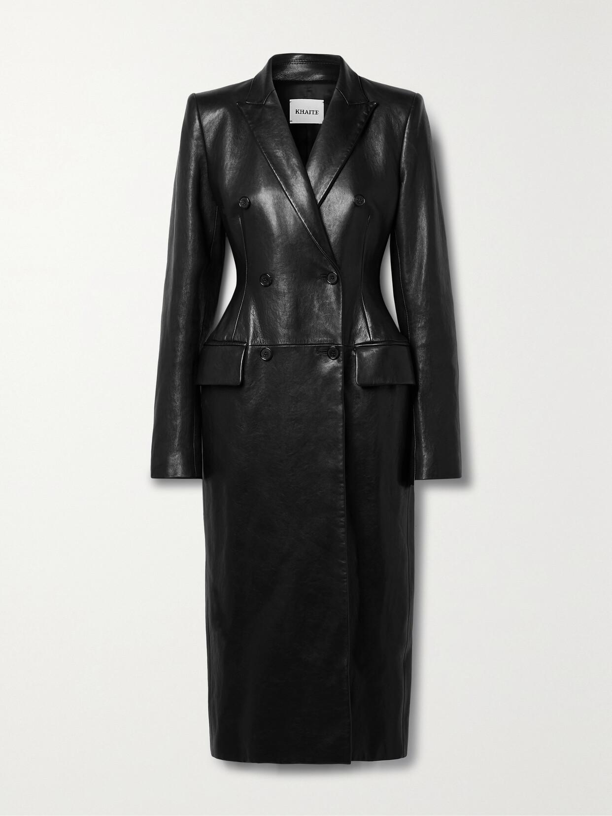 Carmona Leather-like Trench Coat In Black product image