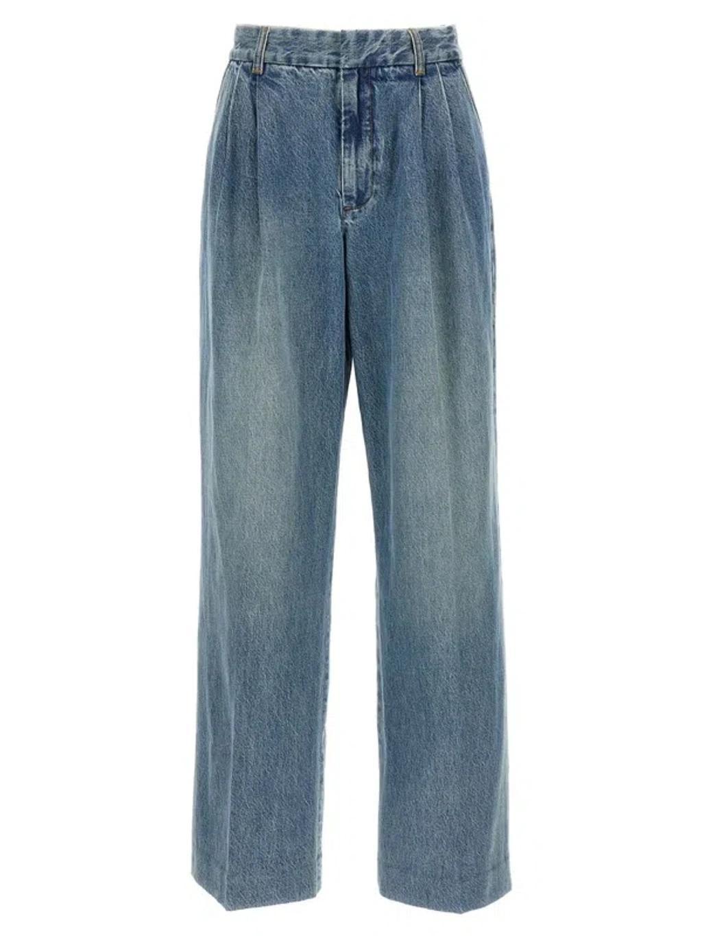 ZIMMERMANN Illustration Pleated Denim Pants In Light Blue Product Image