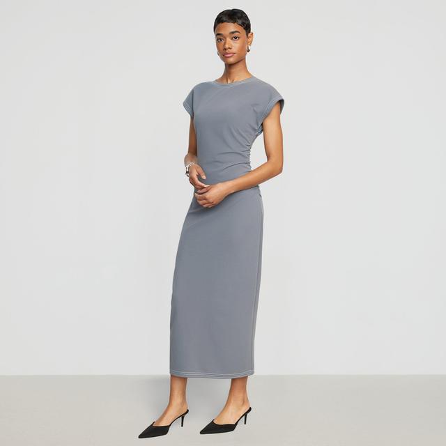 Vela Contrast-Stitch Ruched-Waist Dress Product Image