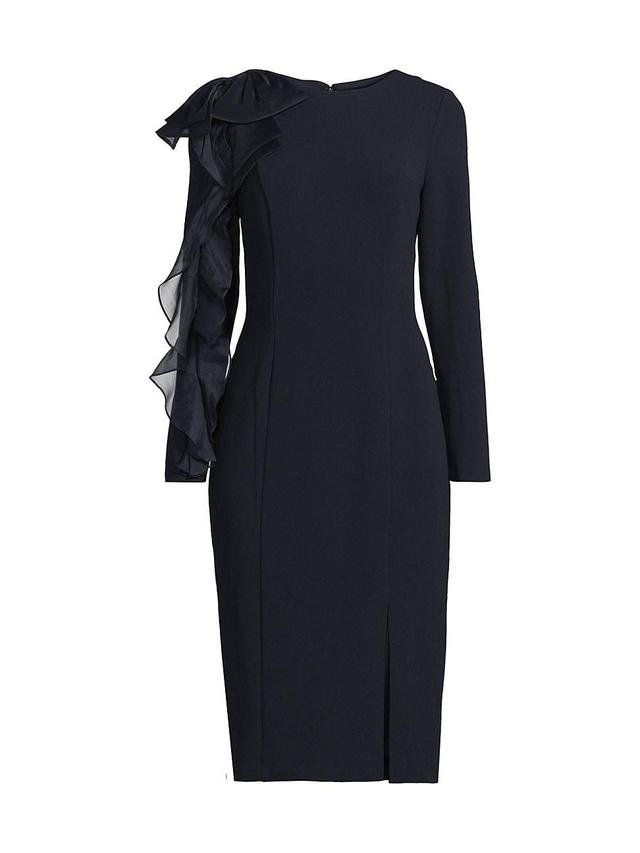 Womens Ruffle-Sleeve Sheath Dress Product Image