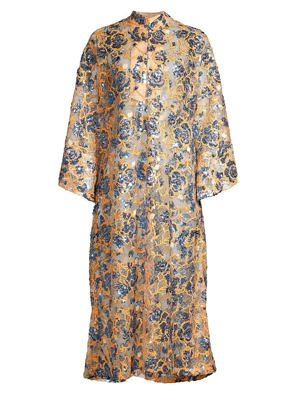 Womens Floral Sequined Caftan Product Image