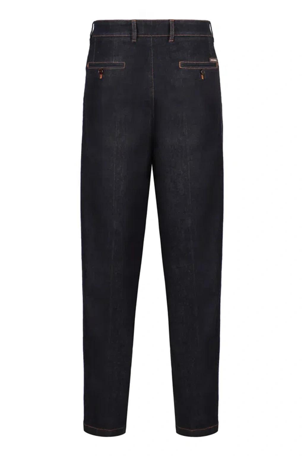 5-pocket Straight-leg Jeans In Navy Product Image