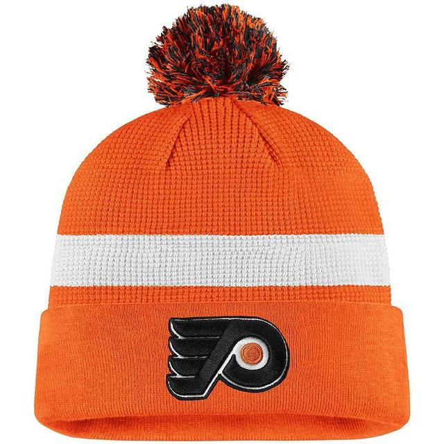 Mens Fanatics Branded Orange/White Philadelphia Flyers 2020 NHL Draft Authentic Pro Cuffed Pom Knit Hat Product Image