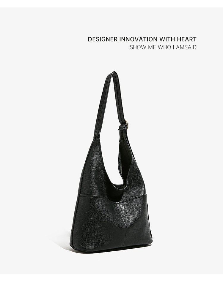 Plain Faux Leather Tote Bag Product Image