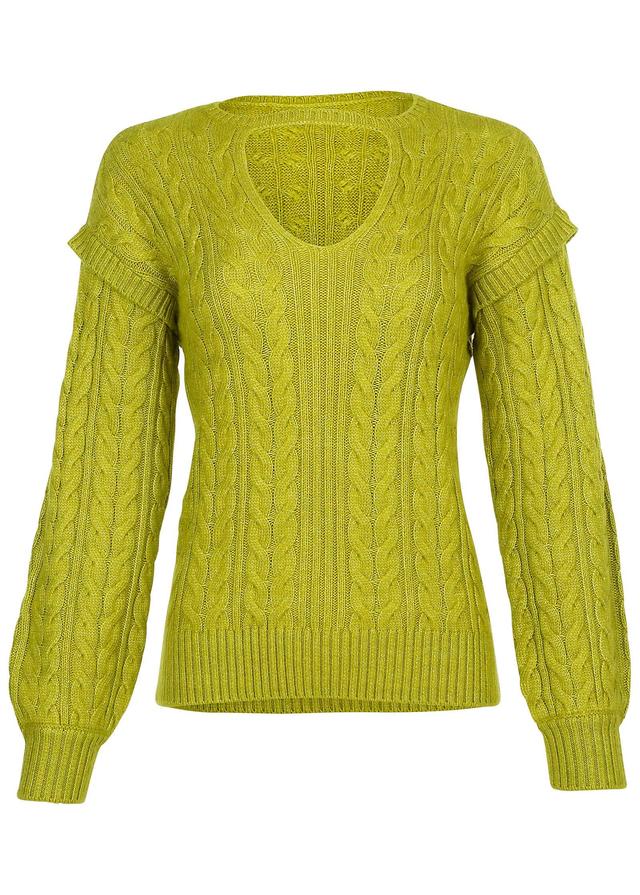 Cable Knit Cut-Out Sweater - Lentil Sprout Product Image