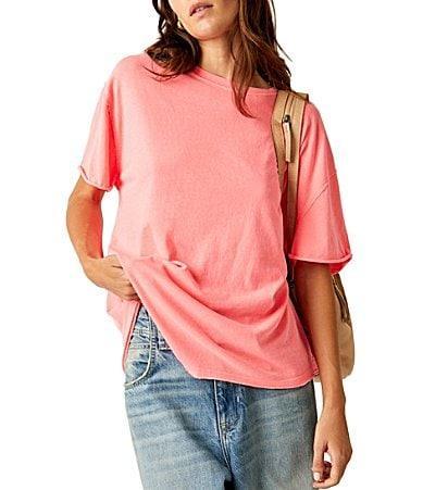 Free People Nina Short Sleeve Raw Edge Crew Neck Boxy Tee Shirt Product Image