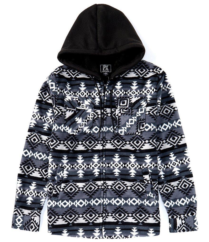 PX Clothing Long Sleeve Printed Fleece Hooded Jacket Product Image