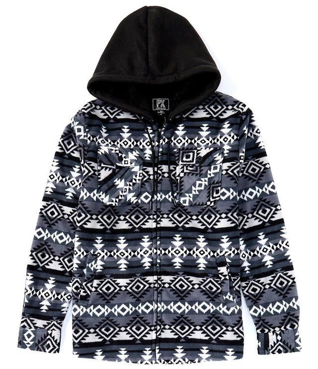 PX Clothing Long Sleeve Printed Fleece Hooded Jacket Product Image