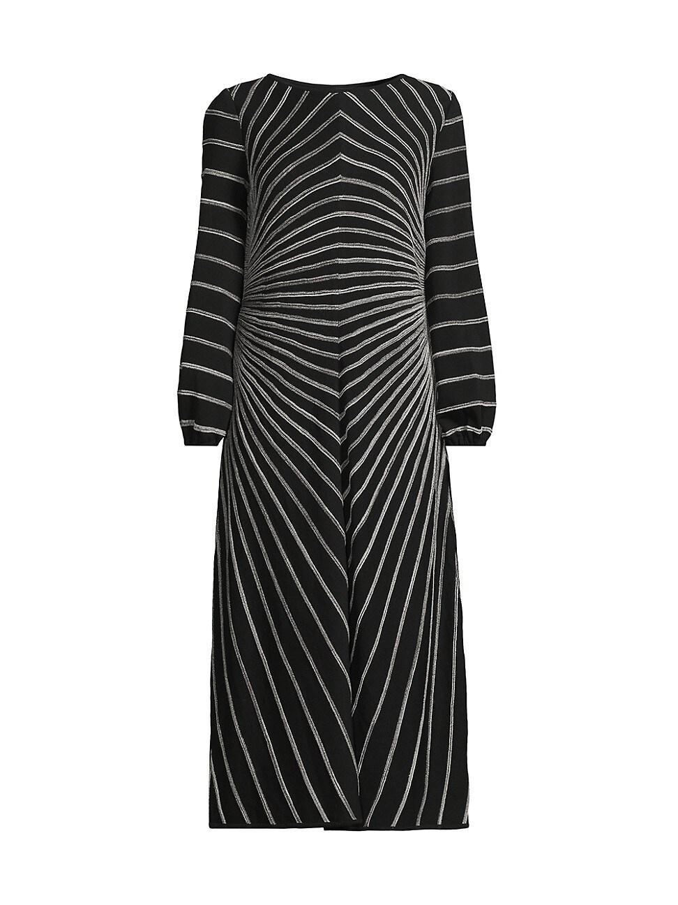 Womens Striped Metallic Knit Midi-Dress Product Image