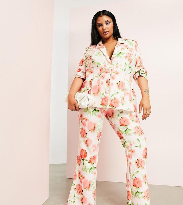 ASOS Luxe Curve suit pants in floral print Product Image