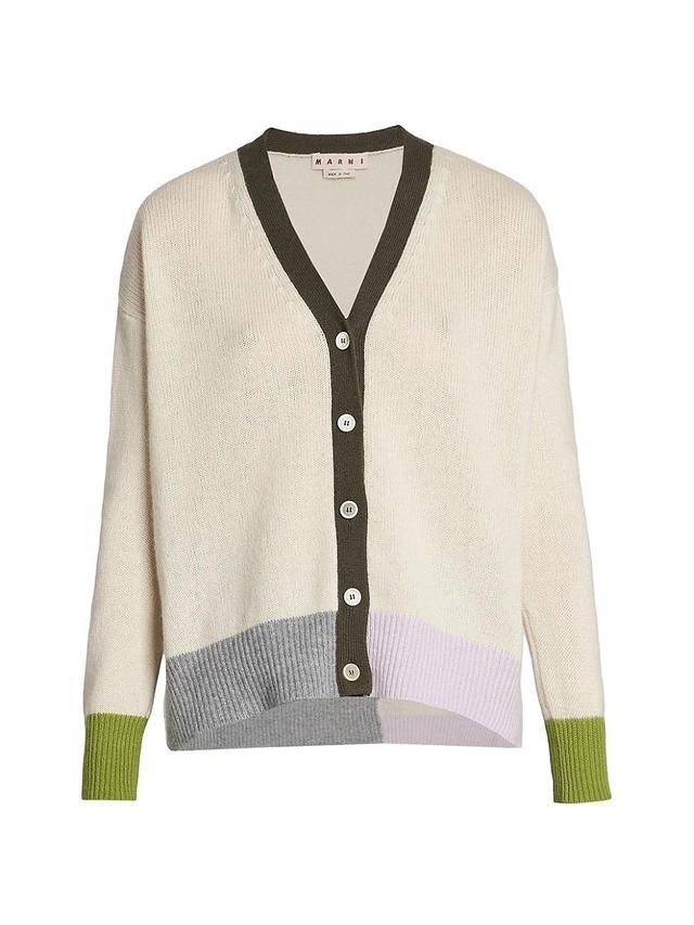 Womens Boxy Patchwork Cashmere Cardigan Product Image