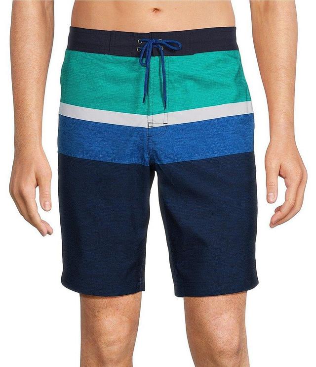 Roundtree & Yorke Colorblock Striped 10#double; Inseam Swim Trunks Product Image