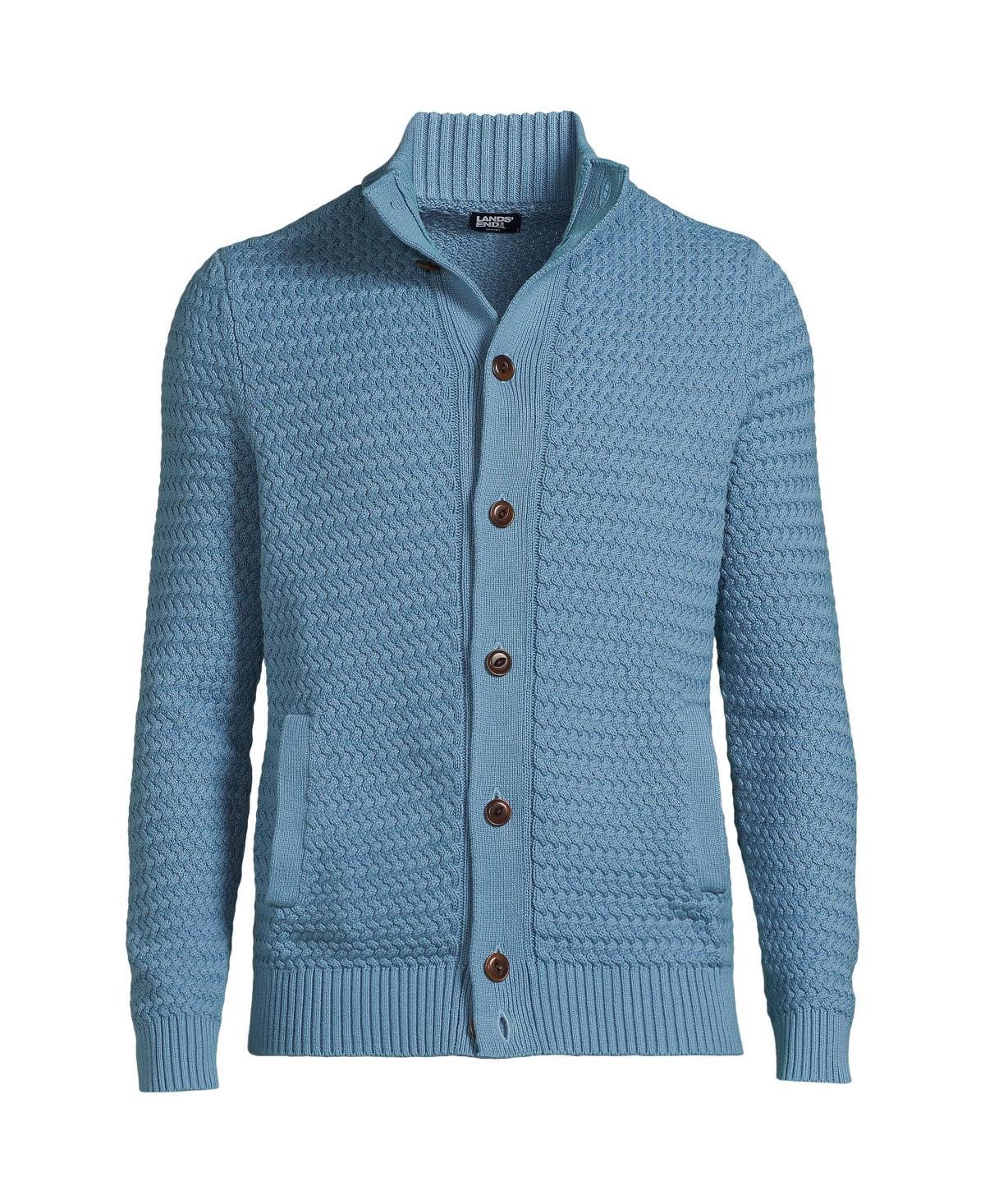 Mens Lands End Long Sleeve Drifter Mock Neck Cardigan Product Image