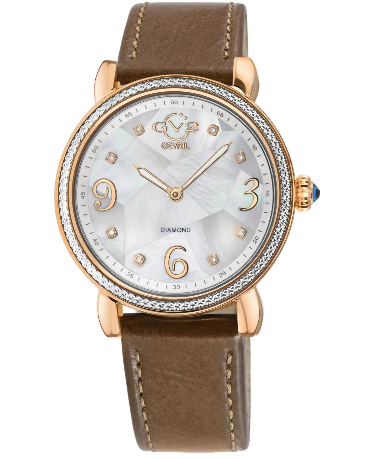 GV2 by Gevril Womens Ravenna Swiss Quartz Brown Leather Watch 37mm Product Image