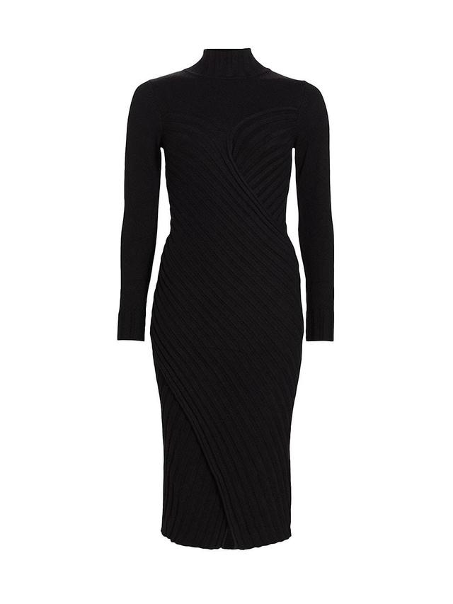 Womens Ribbed Stretch Knit Wrap-Style Dress Product Image