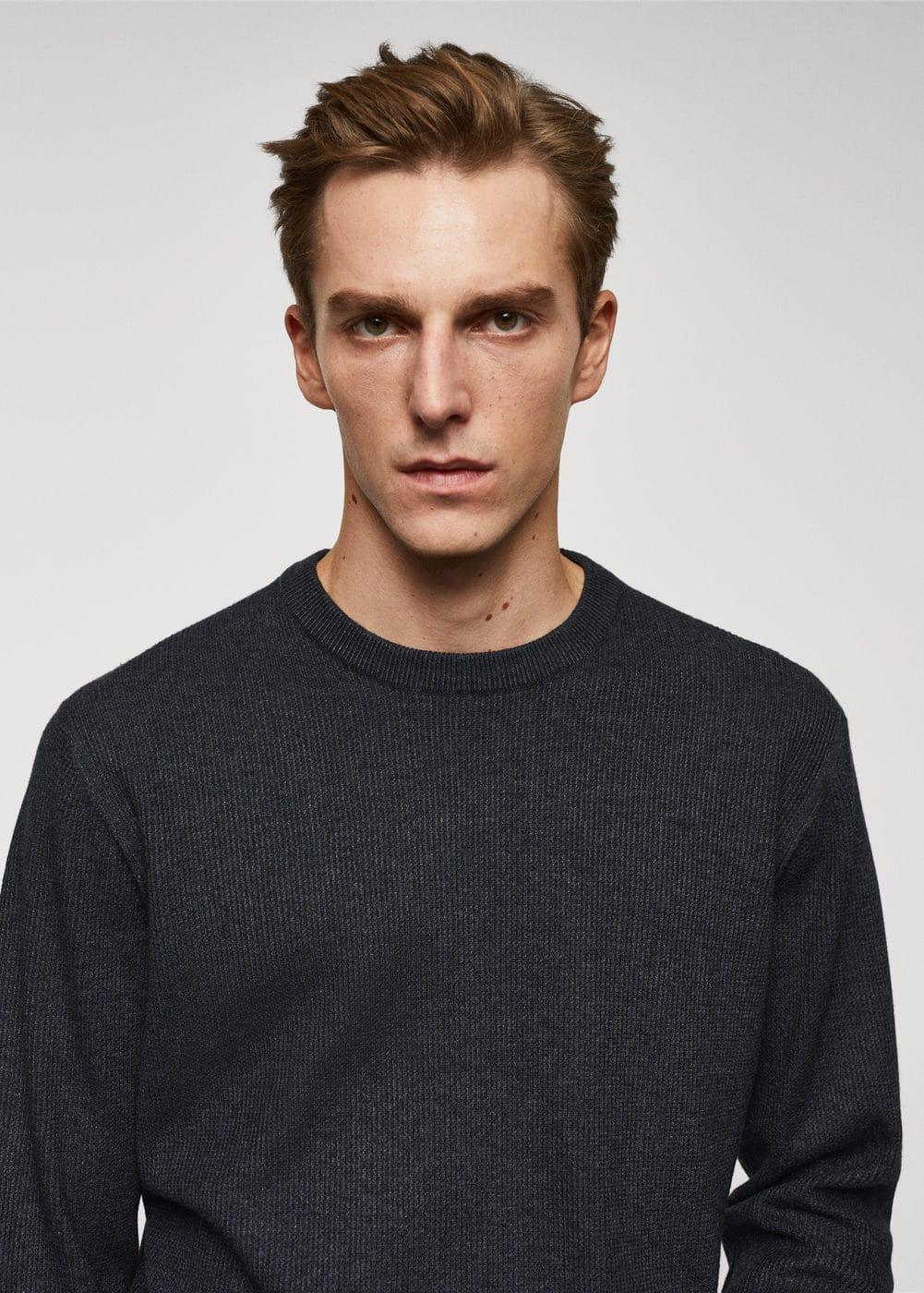 MANGO MAN - Structured cotton sweater dark heather greyMen Product Image