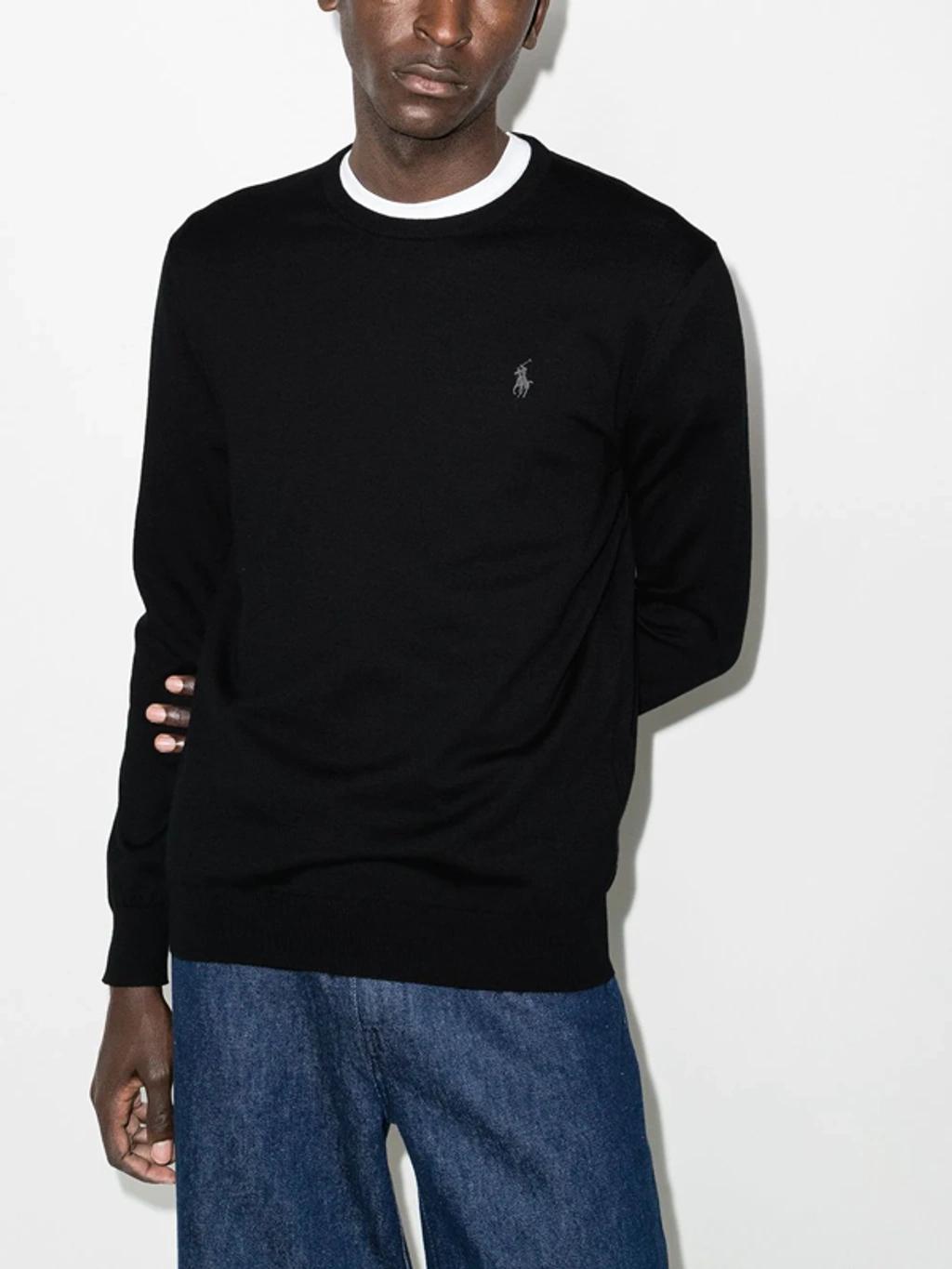 Logo Embroidery Crew Jumper In Black Product Image