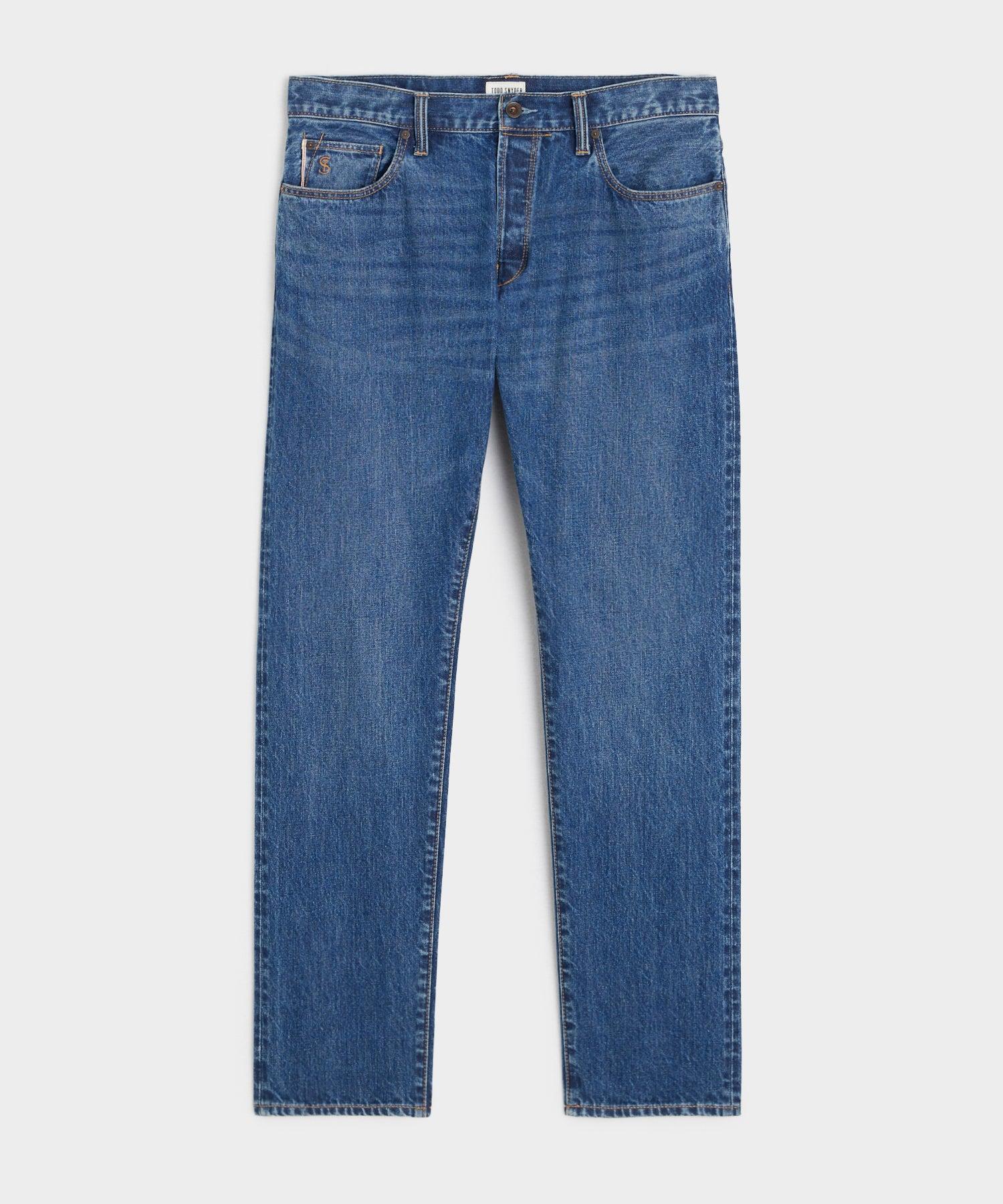 Slim Selvedge Jean in Mid-Blue Wash Product Image