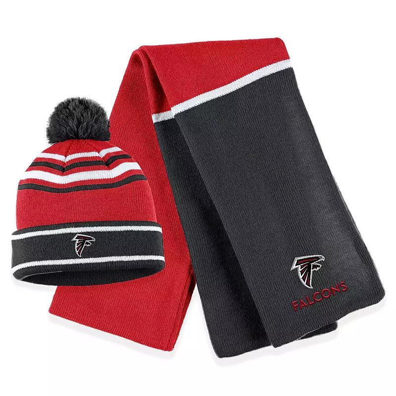 Womens WEAR by Erin Andrews Atlanta Falcons Colorblock Cuffed Knit Hat with Pom and Scarf Set Product Image