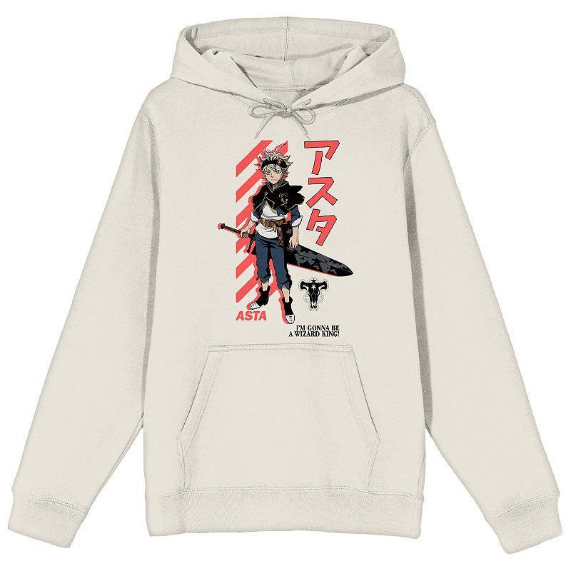 Mens Black Clover Asta Katakana Graphic Hoodie Beige Product Image