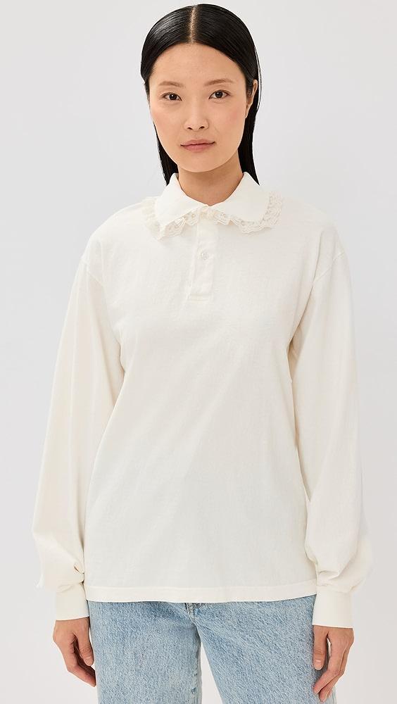 Tanner Fletcher Cletus Lace Trim Long Sleeve Polo | Shopbop Product Image