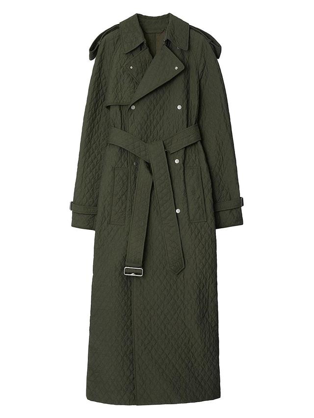 Womens Quilted Double-Breasted Trench Coat Product Image