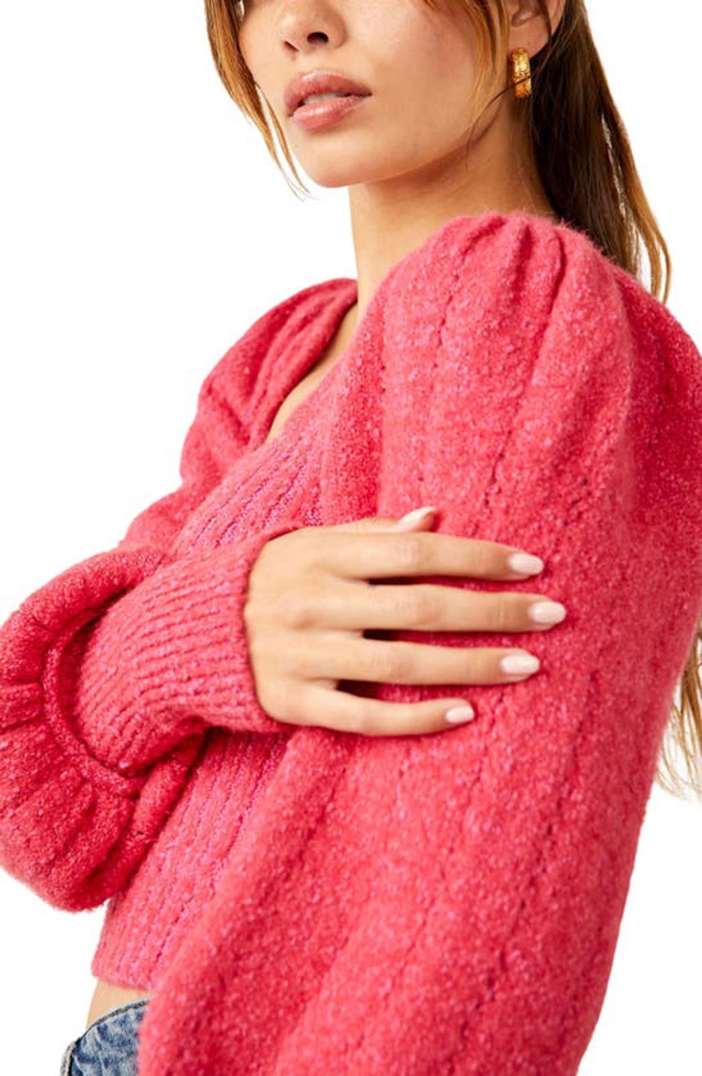 Katie Mix Stitch Square Neck Sweater In Pink Product Image