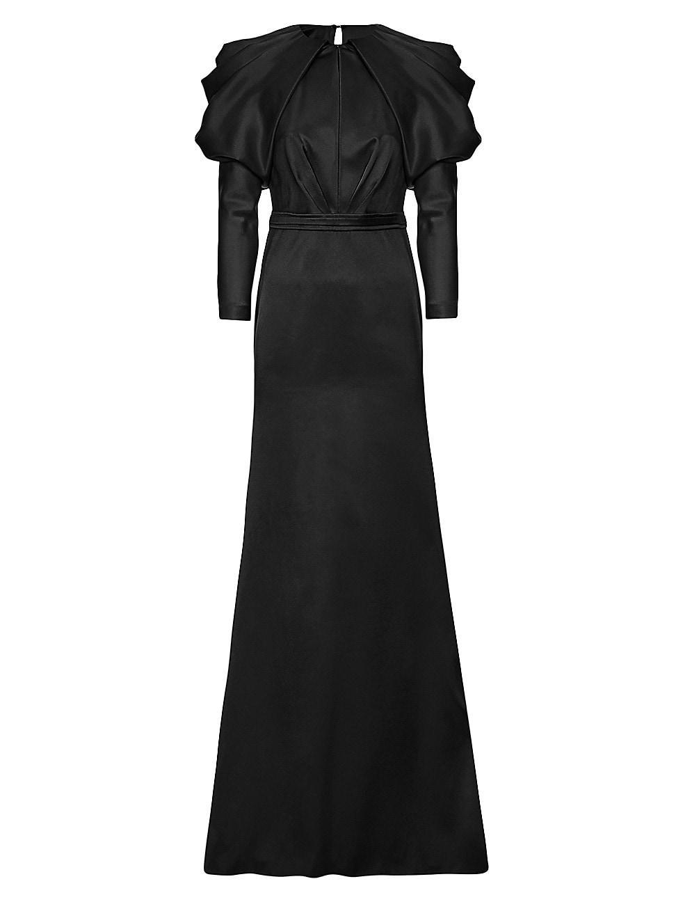 Womens Satin Draped-Sleeve Gown Product Image