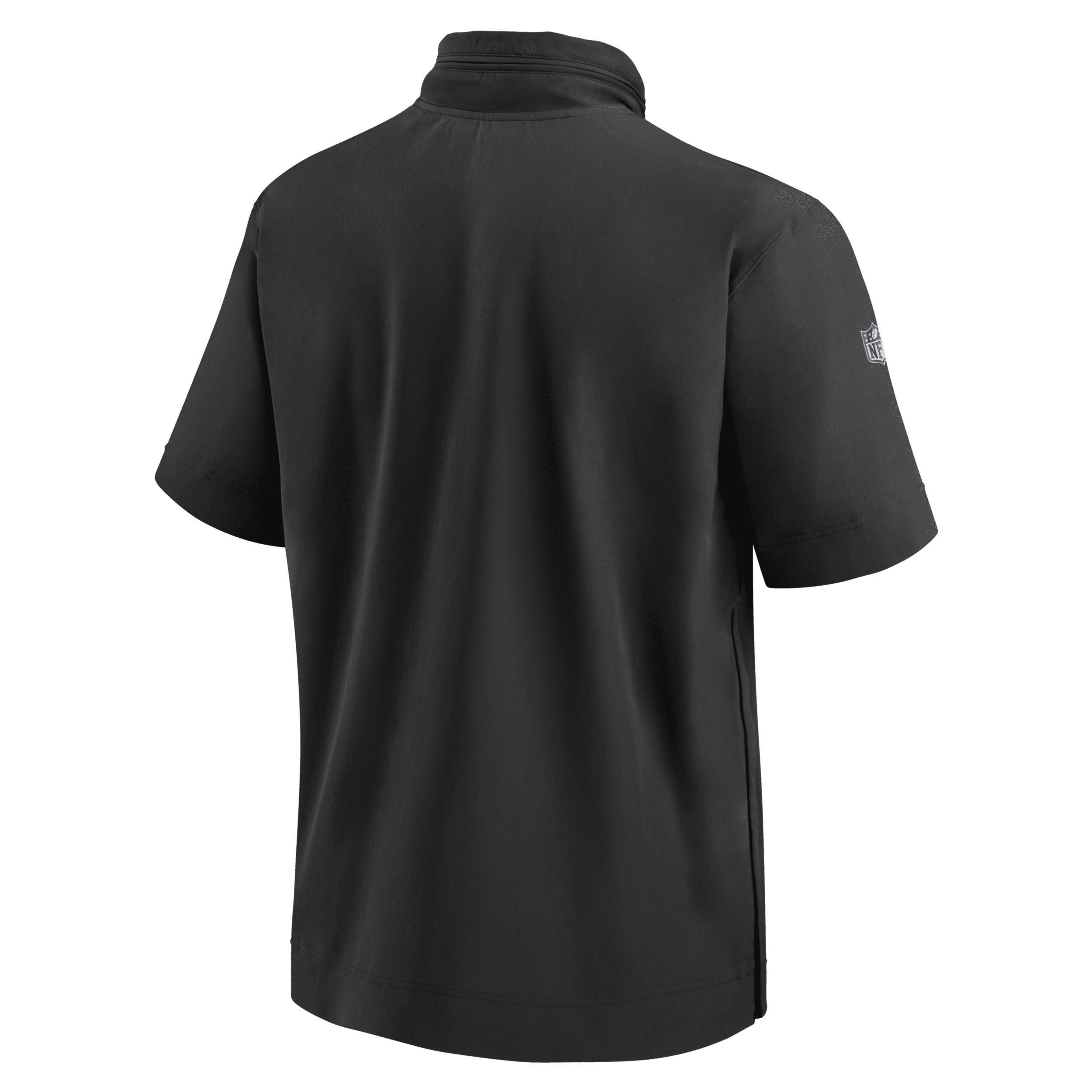 Detroit Lions Sideline Coach Nike Men's NFL 1/2-Zip Short-Sleeve Hooded Jacket Product Image