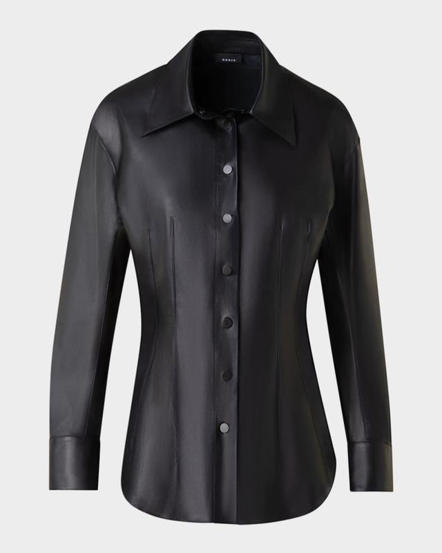 Nappa Leather Fitted Blouse Product Image