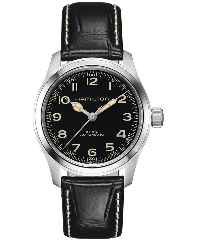 Hamilton Mens Swiss Automatic Khaki Field Murph Black Leather Strap Watch 38mm Product Image