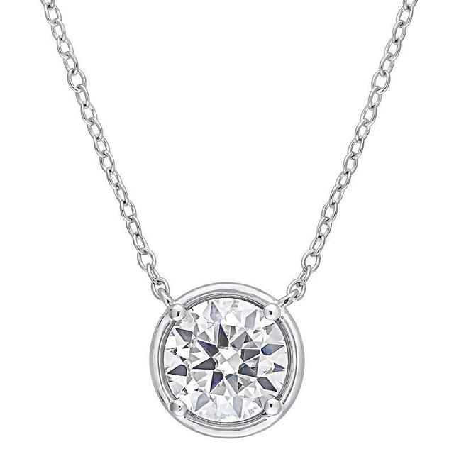 Stella Grace Sterling Silver 1 4/5 Carat T.W. Lab-Created Moissanite Halo Pendant Necklace, Womens Product Image