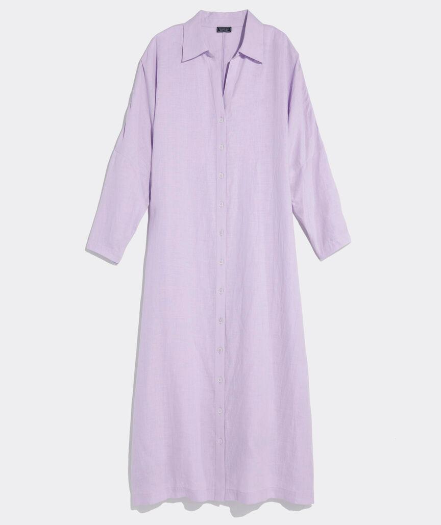 Linen Maxi Cover-Up Shirtdress Product Image