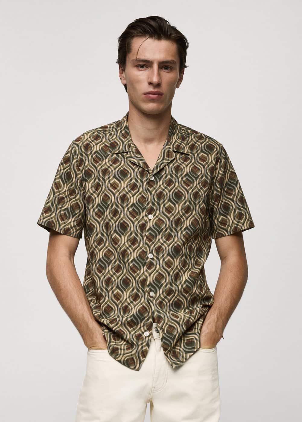 MANGO MAN - Flowing regular-fit printed shirt khakiMen Product Image