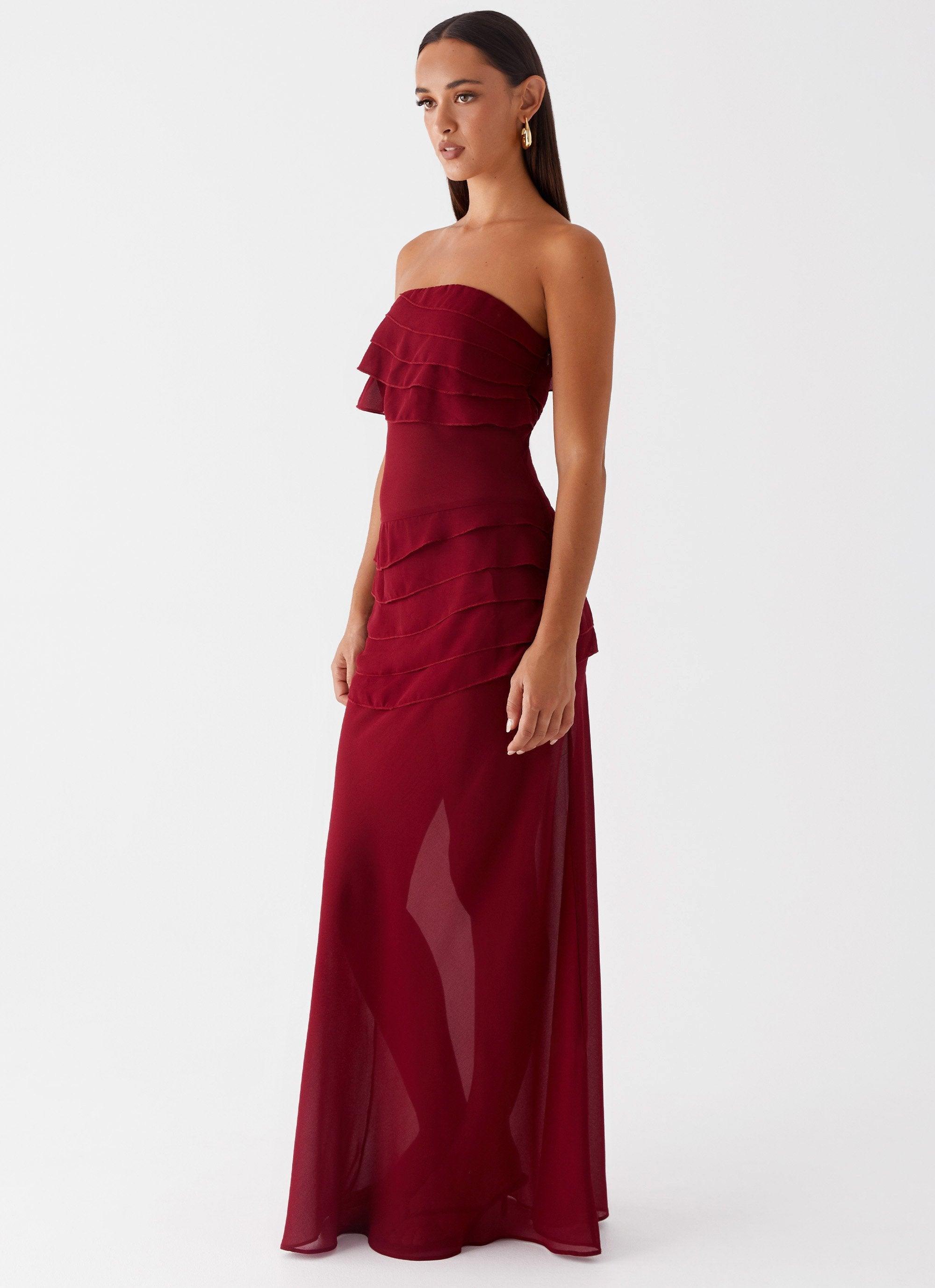 Into The Night Maxi Dress - Cherry Red Product Image