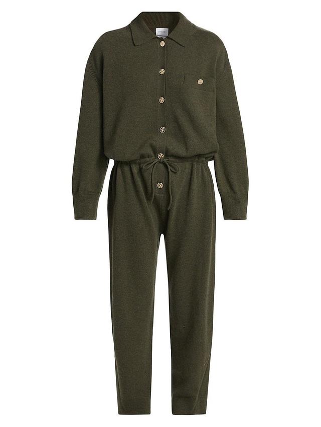 Womens Cashmere Button-Front Jumpsuit Product Image