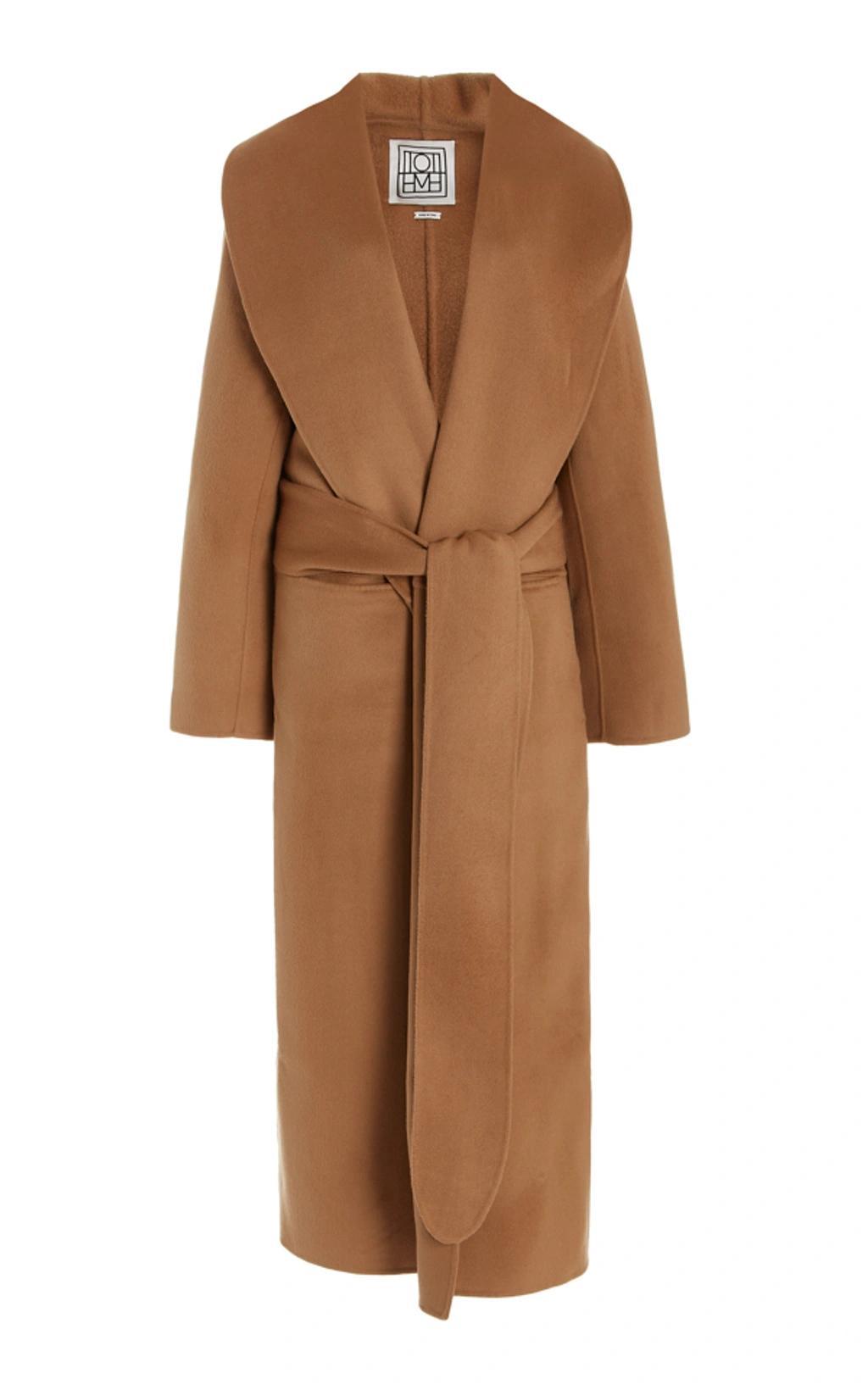 Robe Belted-waist Wool Coat In Brown product image