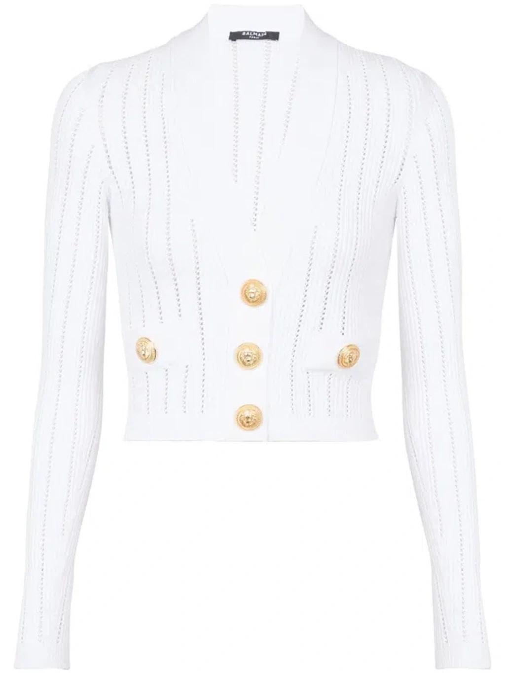 Cropped-cardigan Mit V-ausschnitt In White product image