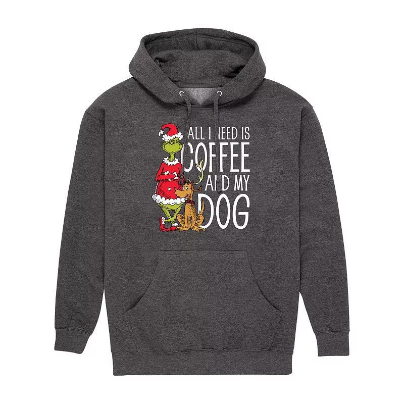 Mens Dr. Seuss All I Need Is Coffee & My Dog Graphic Hoodie Heather Grey Product Image