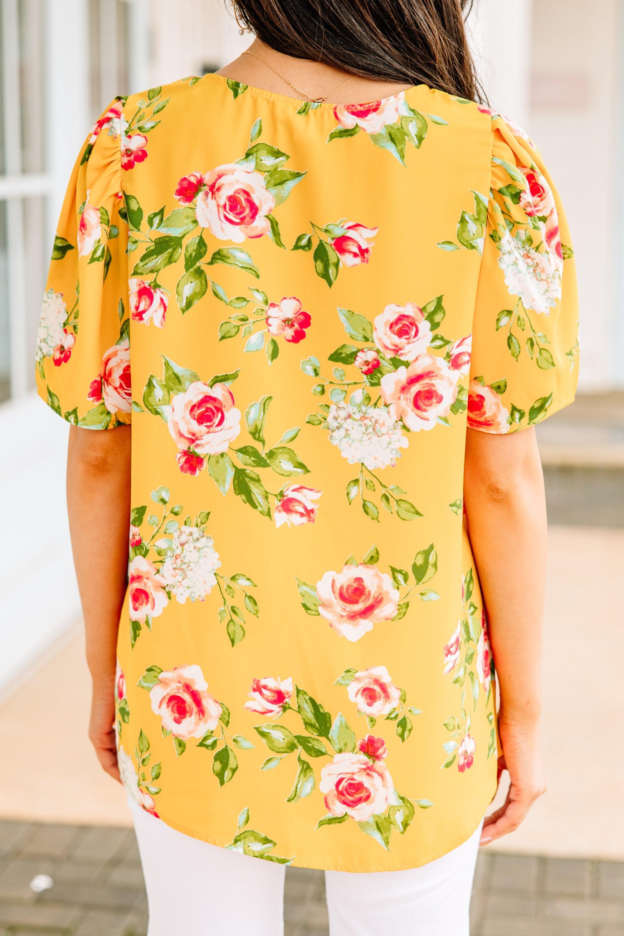 Just A Thought Marigold Yellow Floral Blouse Female Product Image